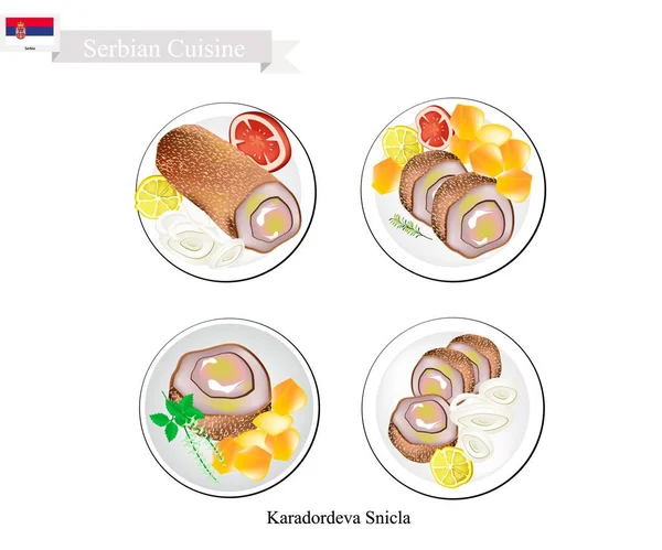 Karadordeva Snicla, ένα από τα πιο διάσημα πιάτο της Σερβίας — Διανυσματικό Αρχείο