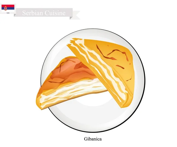 Gibanica or Cheese Pie, A Popular Dessert of Serbia — Stock Vector