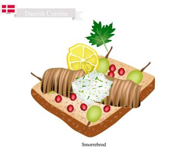 Baharatlı et rulo, Danimarka Ulusal çanak ile Smorrebrod