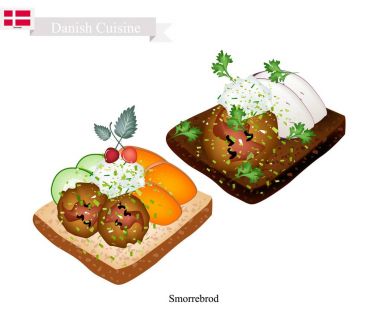 Smorrebrod köfte Danimarka Ulusal çanak ile
