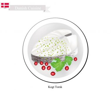 Kogt Torsk veya haşlanmış Cod, Danimarka için popüler bir çanak