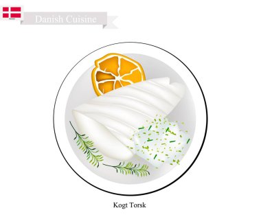 Kogt Torsk veya haşlanmış Cod, Danimarka için popüler bir çanak