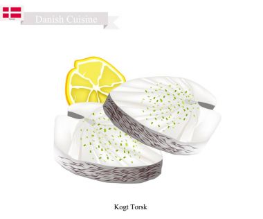 Kogt Torsk veya haşlanmış Cod, Danimarka için popüler bir çanak
