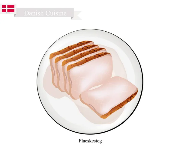 Flaeskesteg ou porco assado, o prato nacional dinamarquês —  Vetores de Stock