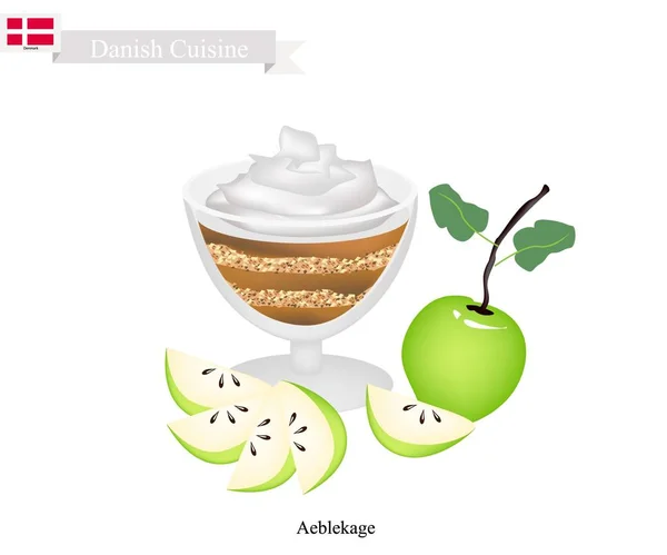 Эблекаж или яблочный торт, популярный десерт в Дании — стоковый вектор