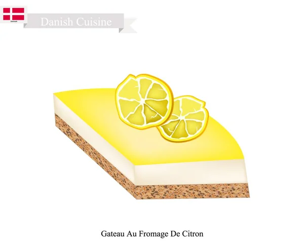 Gateau Au Fromage De Citron, A Popular Dessert in Denmark — Διανυσματικό Αρχείο