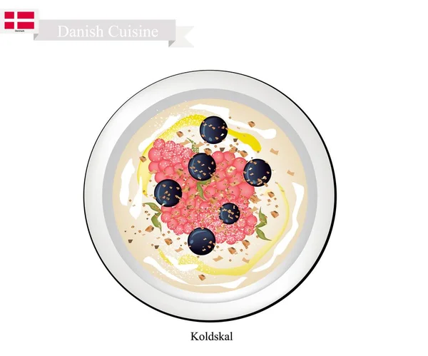 Koldskal of koelkast karnemelk, een populair Dessert in Denemarken — Stockvector