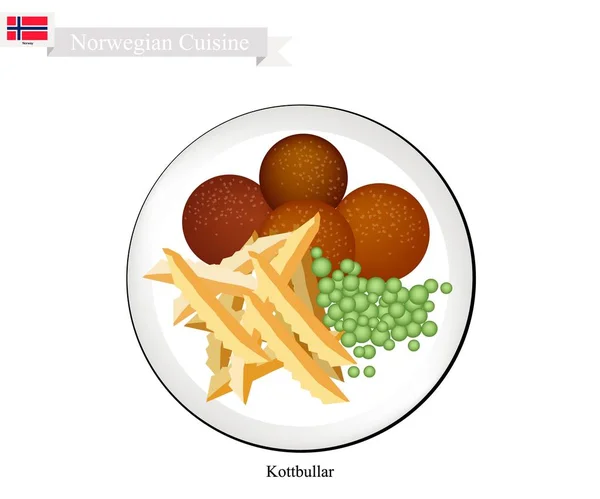 Kottbullar of gehaktballen, een populair gerecht in Noorwegen — Stockvector