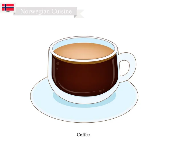 Caffè caldo, una bevanda popolare in Norvegia — Vettoriale Stock