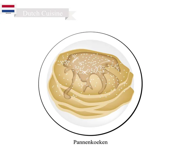 Pannenkoeken of Nederlandse pannenkoek, een beroemde schotel van Nederland — Stockvector