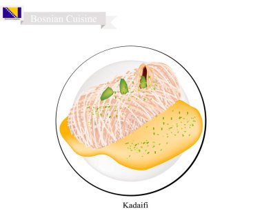 Kadaifi ya da Boşnakça peynir pasta şurubu ile