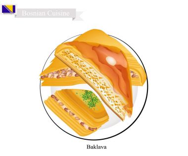 Baklava veya Bosnalı peynir pasta şurubu ile