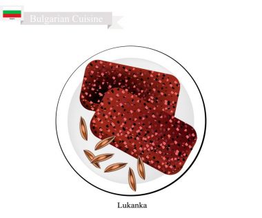 Lukanka ya da düz sosis, geleneksel bir Bulgaristan fincan