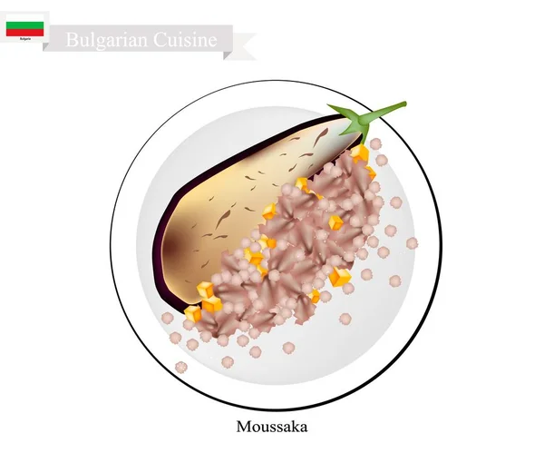 Caseiro Moussaka, um prato popular da Bulgária — Vetor de Stock