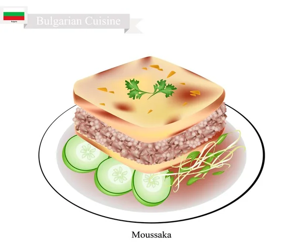 โฮมเมด Moussaka, อาหารยอดนิยมของบัลแกเรีย — ภาพเวกเตอร์สต็อก