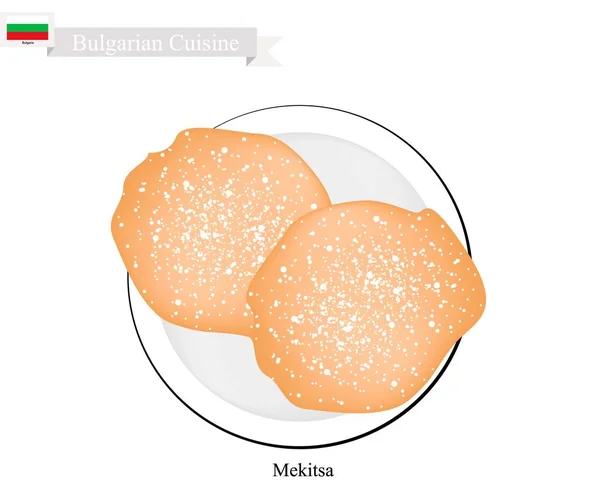 Mekitsa of donuts, een beroemde Dessert van Bulgarije — Stockvector