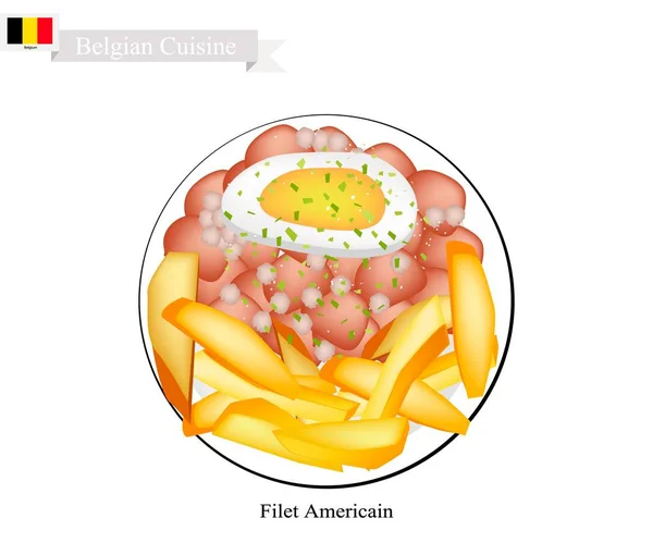 Filet Americain, een populair gerecht in België — Stockvector