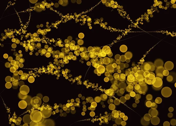 Abstract Yellow Bokeh Bubbles on Black Background — Stock Photo, Image