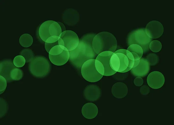 Abstrakt grön Bokeh bubblor på svart bakgrund — Stockfoto