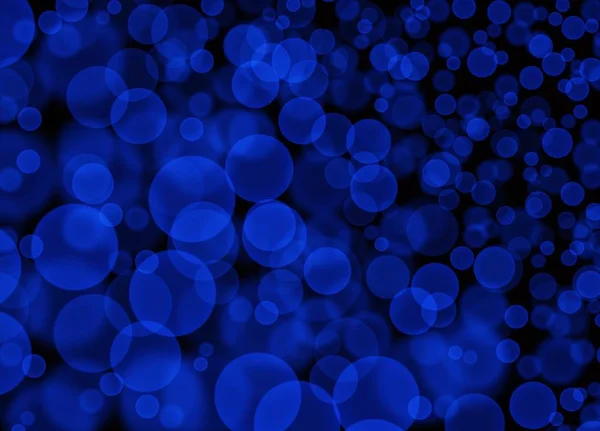 黒い背景に抽象的な青いボケ泡 — ストック写真