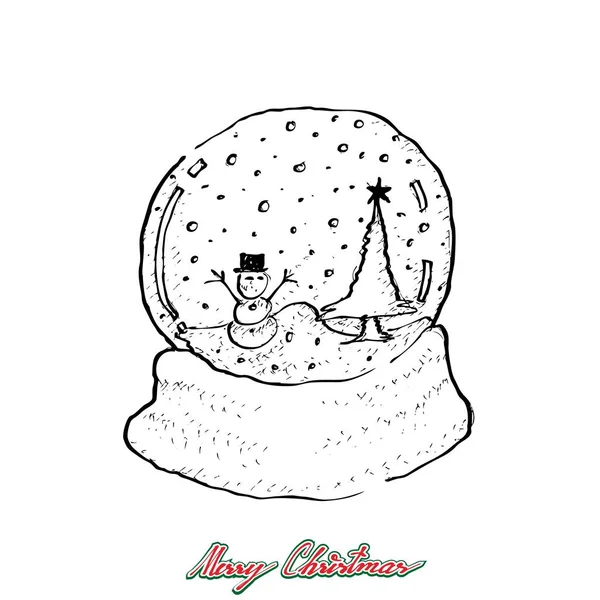 Ręcznie rysowane piękne Christmas Snow Globe — Wektor stockowy