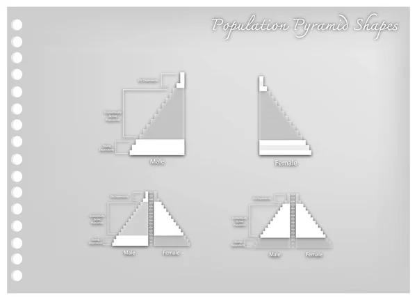 Dettaglio dei grafici della piramide della popolazione dipende dall'età — Vettoriale Stock