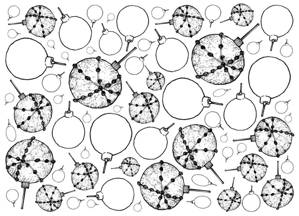Ručně kreslenou pozadí krásné vánoční ozdoby — Stockový vektor