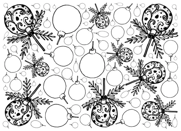 Hand Drawn of Lovely Christmas Ornaments Background — Stock Vector
