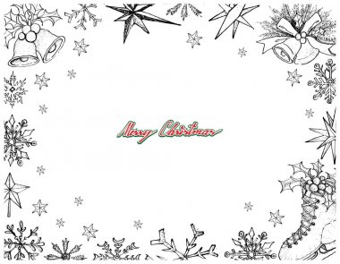 Güzel neşeli Noel öğeleri çerçeve kümesi el çekilmiş