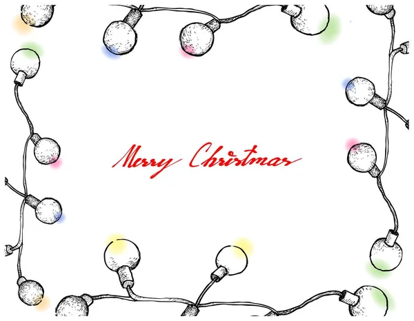 Ręcznie rysowane piękny Boże Narodzenie światła ramki — Wektor stockowy