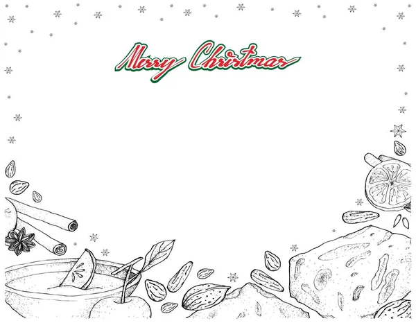 Boisson de Noël Wassail et Torrone ou cadre Nougat — Image vectorielle
