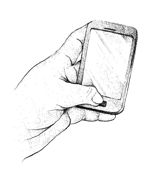 Osoba ručně pomocí obecný chytrý telefon — Stockový vektor