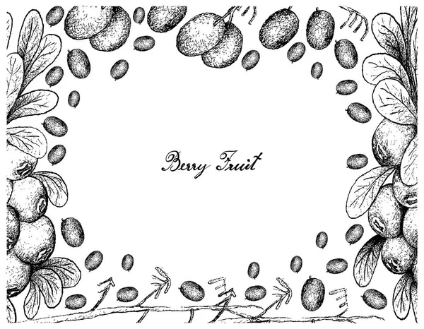 Cadre dessiné à la main de lin myrtille et canneberge — Image vectorielle