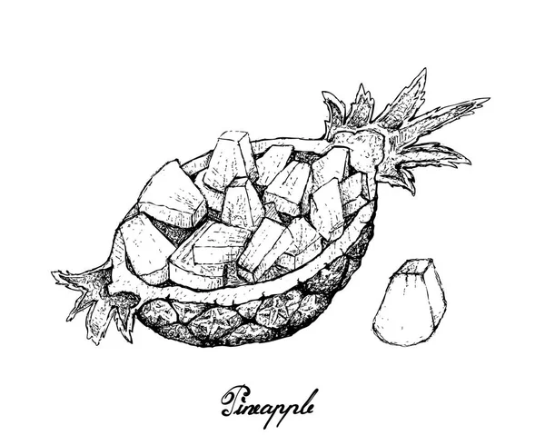 Ручной рисунок свежего нарезанного органического ананаса — стоковый вектор