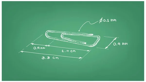 Ručně tažené rozměr sponky nebo kancelářské sponky — Stockový vektor
