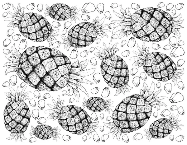 Ručně kreslených pozadí čerstvé sladké bio ananasu — Stock fotografie