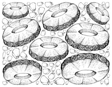 Taze tatlı organik ananas çizilmiş arka plan el