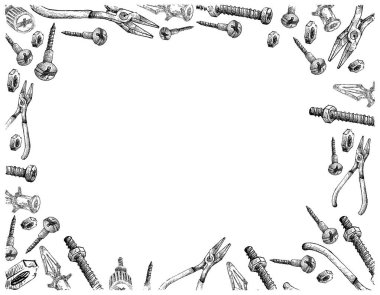 Vida, devre kartı çapa ve beyaz arka plan üzerinde pense