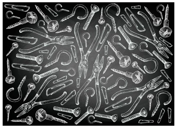 Vida göz, ataş ve pense kara tahta üzerinde arka plan