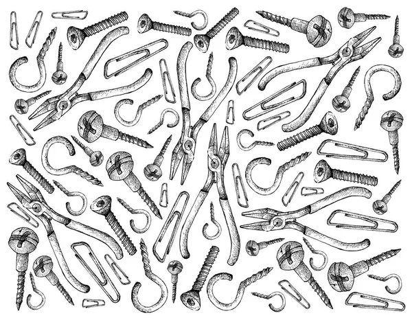 Arka plan vida göz, ataş ve pense
