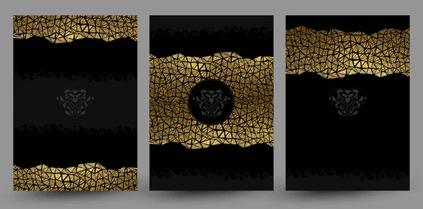 Set di banner decorativi in texture oro — Vettoriale Stock