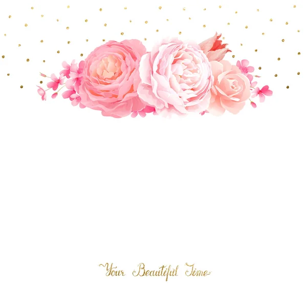 Bouquet de roses de couleur rose et tulipe — Image vectorielle