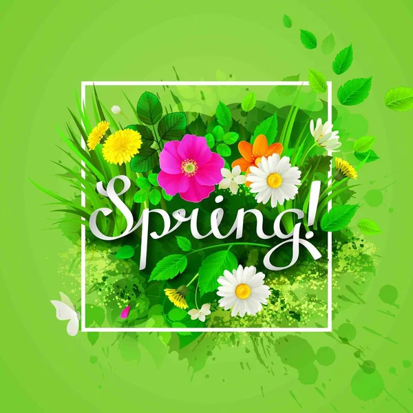 La composición brillante primaveral con flores — Archivo Imágenes Vectoriales