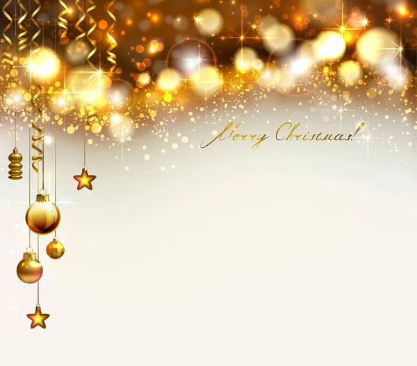 金の装飾品、クリスマスの背景 — ストックベクタ