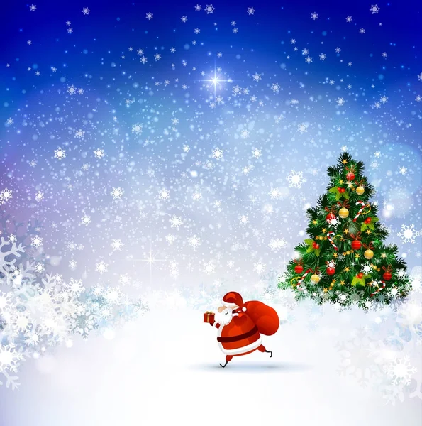 Weihnachtsmann in der Winterlandschaft — Stockvektor
