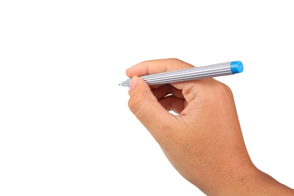 Hand hält Stift in Schreibposition — Stockfoto