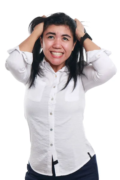 Estressado asiático mulher — Fotografia de Stock