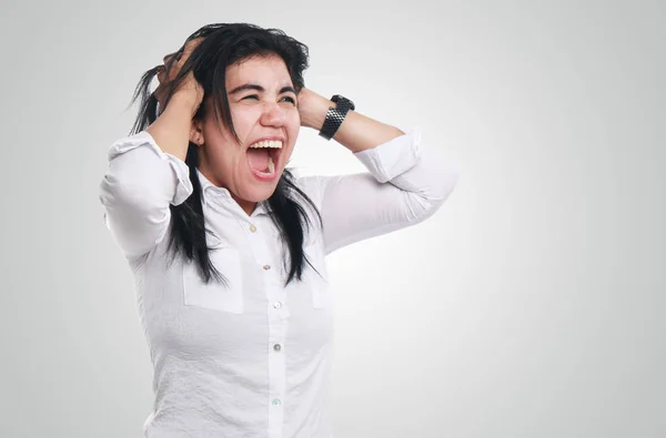 Estressado asiático mulher — Fotografia de Stock