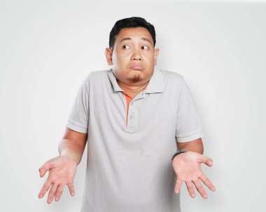 Funny Young Asian Guy Shrug Gesture clipart