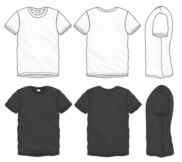 Πρότυπο σχεδίασης μαύρο λευκό T-Shirt — Διανυσματικό Αρχείο